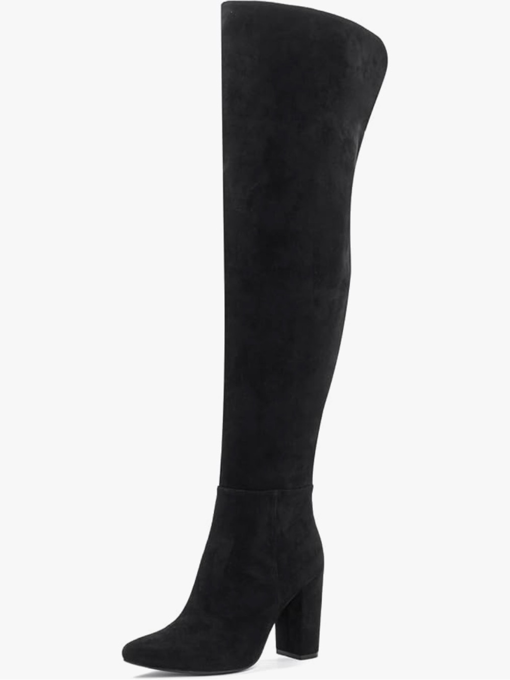 Women's Black Over-the-Knee Suede Block Heel Boot